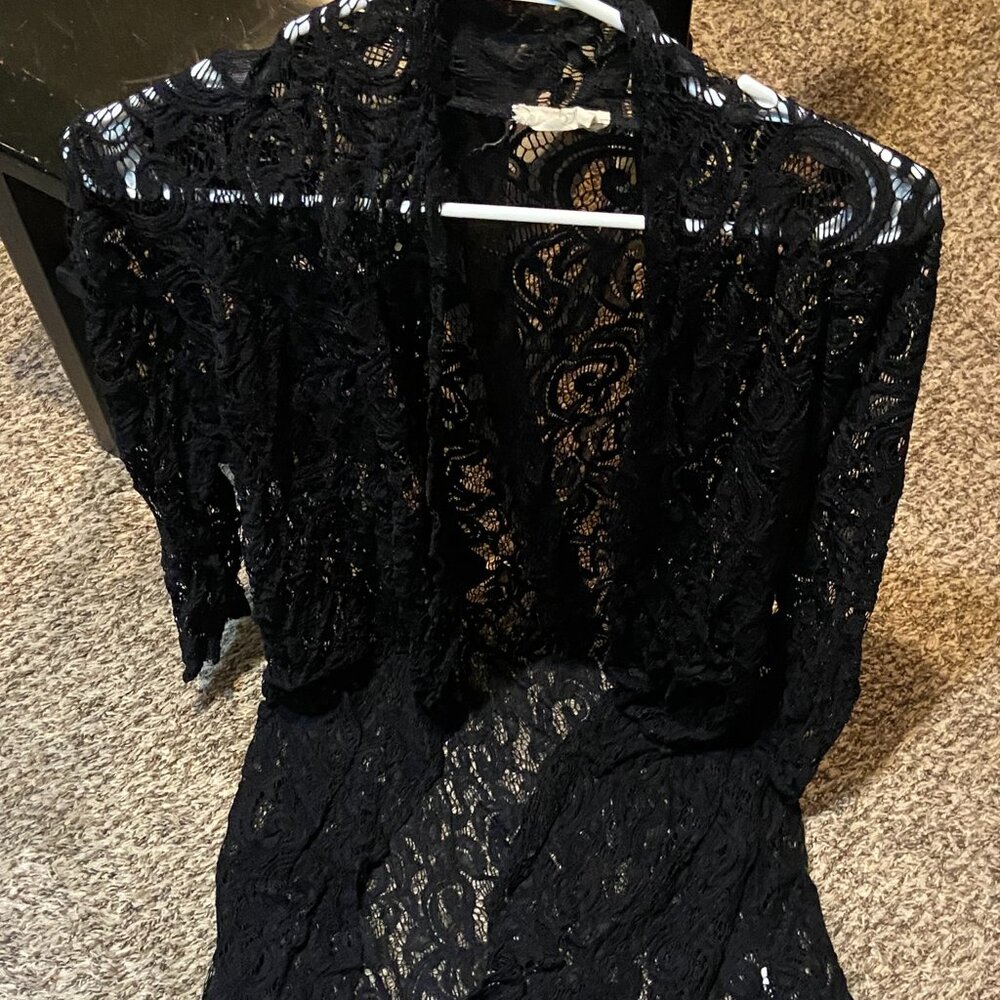 Black Lace Sheer Cover-Up